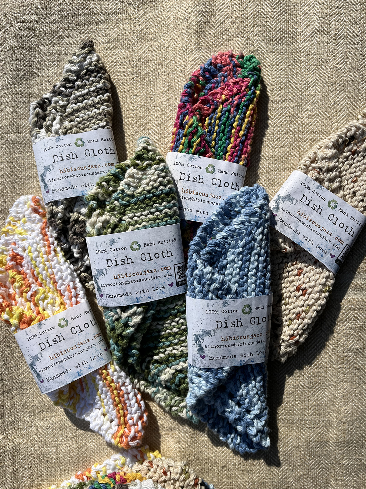 These handknitted dish cloths are 100% cotton and can be used over and over reducing paper towel use. Support a small business!